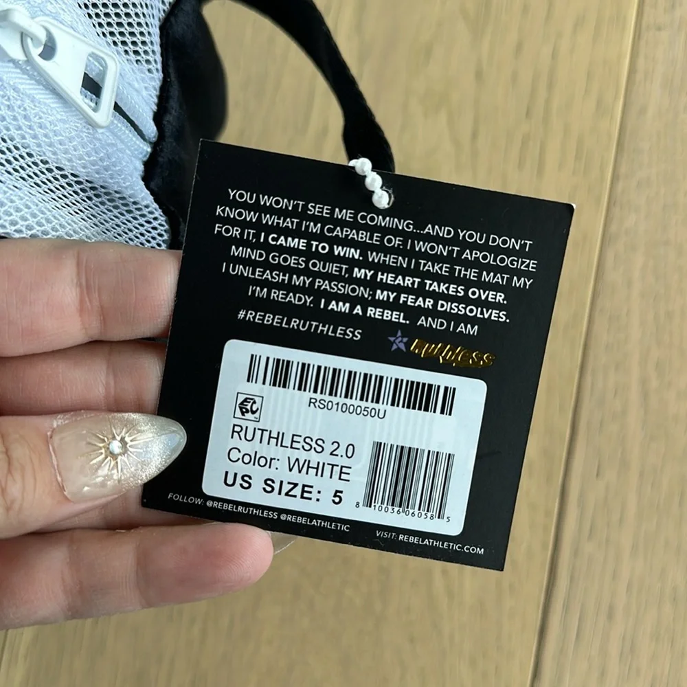 Rebel Athletic Ruthless White Cheer Shoe, size 5 - Picture 7 of 8